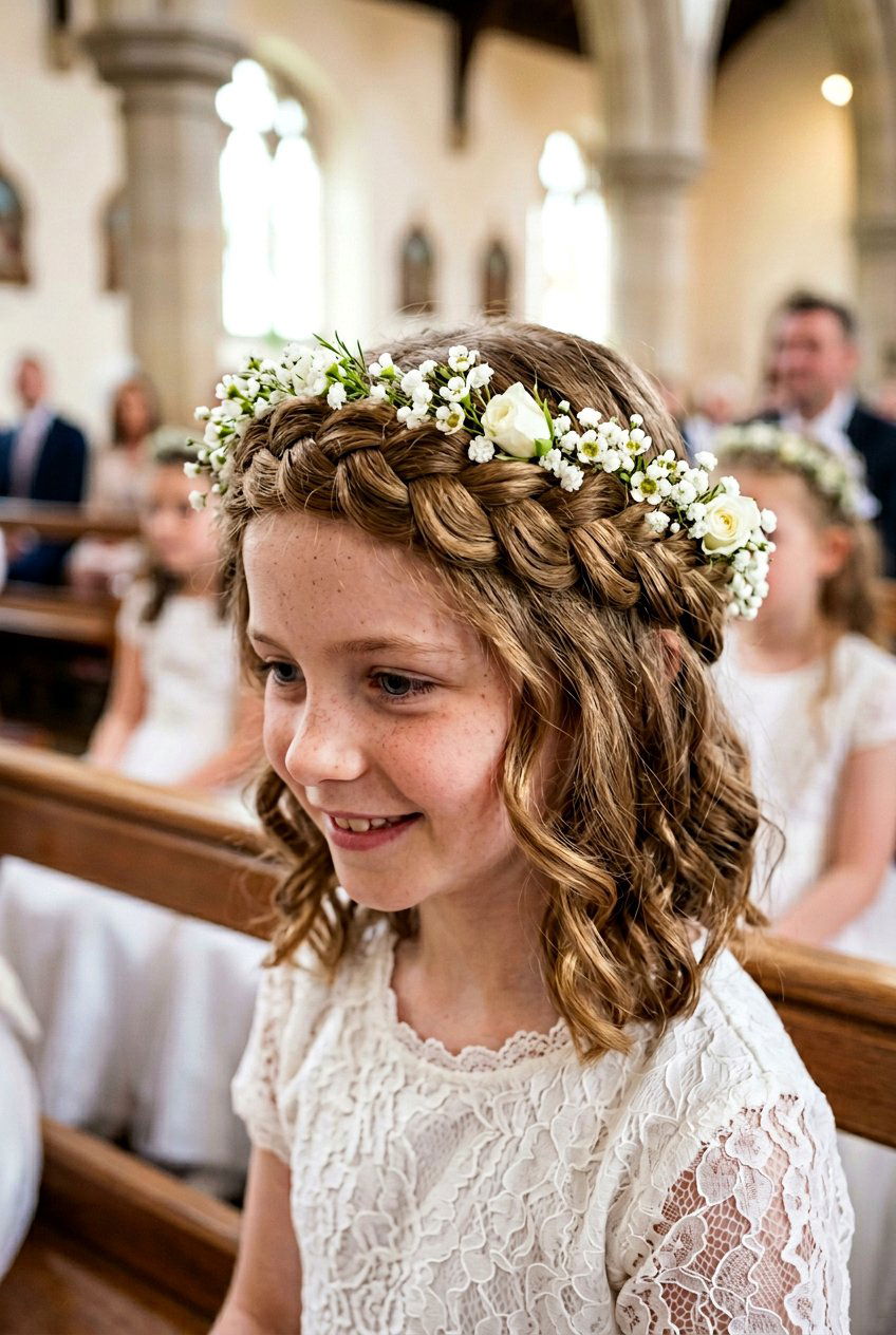 Communion Braided Crown For Girls - 20 communion hairstyles for girls - 20 communion hairstyles for girls
