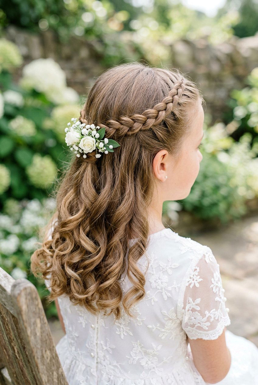 Communion Half Up Braided Hairstyle For Girls - 20 communion hairstyles for girls - 20 communion hairstyles for girls