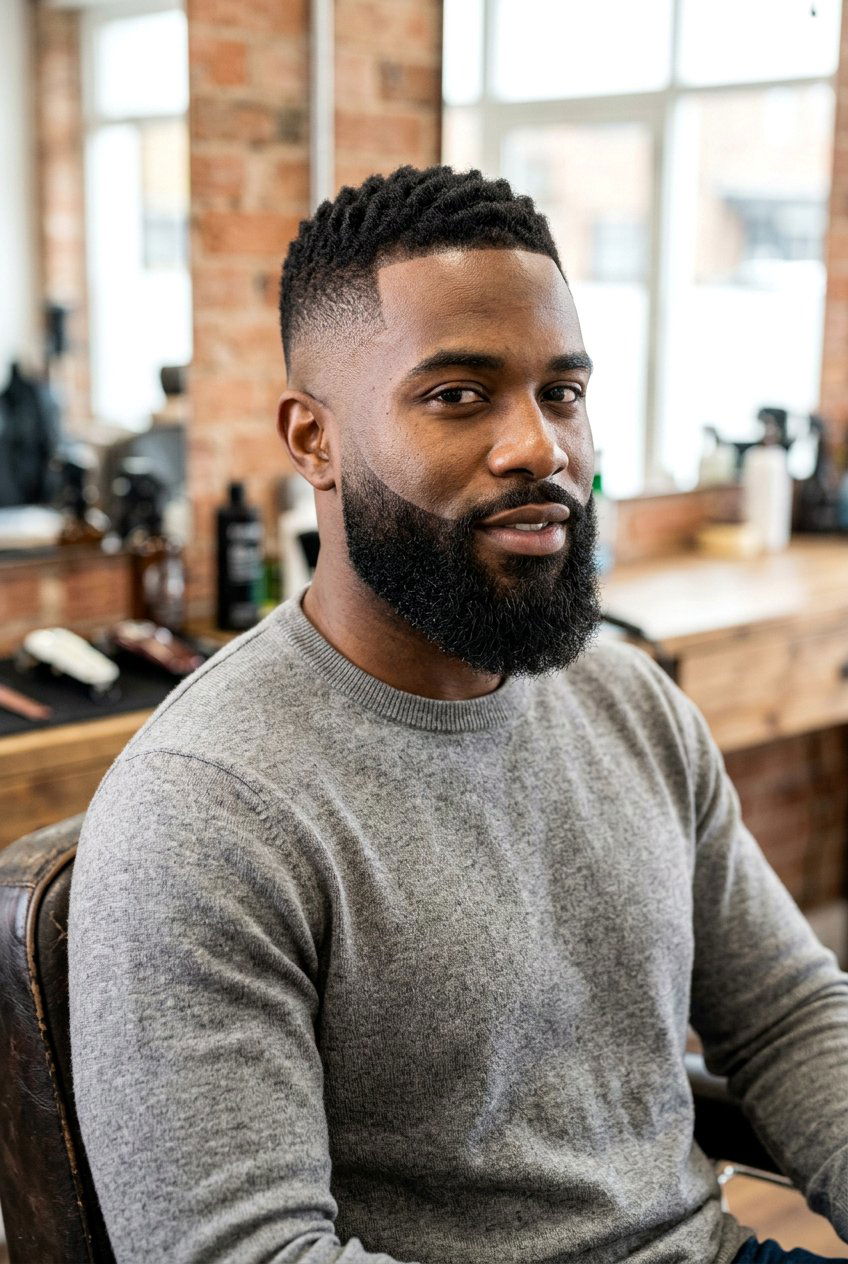 Contrast Beard Fade Haircut - 20 beard fade haircut - 20 beard fade haircut
