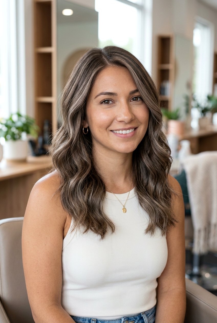 Cool Ash Brown Babylights On Brunette - 20 ash toner for highlighted brunette hair - 20 ash toner for highlighted brunette hair