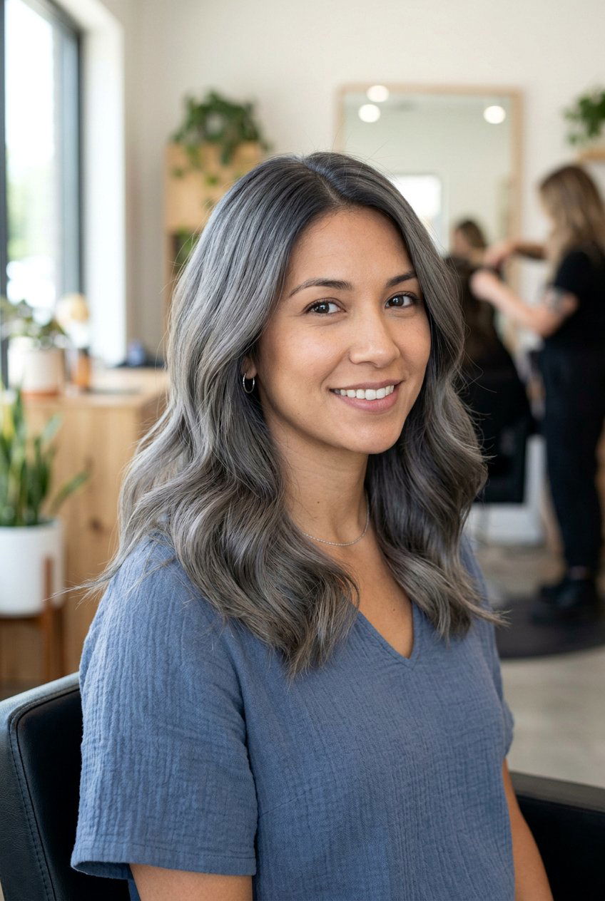 Cool Ash Gray Root Smudge - 20 natural gray transition hair color - 20 natural gray transition hair color