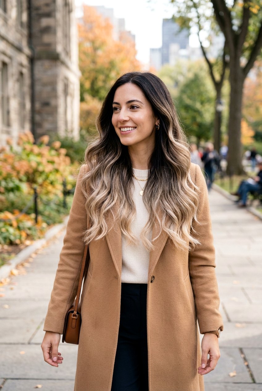 Cool Beige Ombre Dark Brunette Hair - 20 dark brunette with cool beige highlights - 20 dark brunette with cool beige highlights