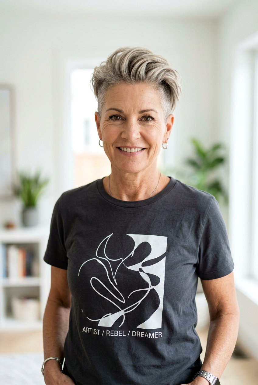 Cool Blonde And Gray Undercut - 20 blonde gray blend for mature women - 20 blonde gray blend for mature women