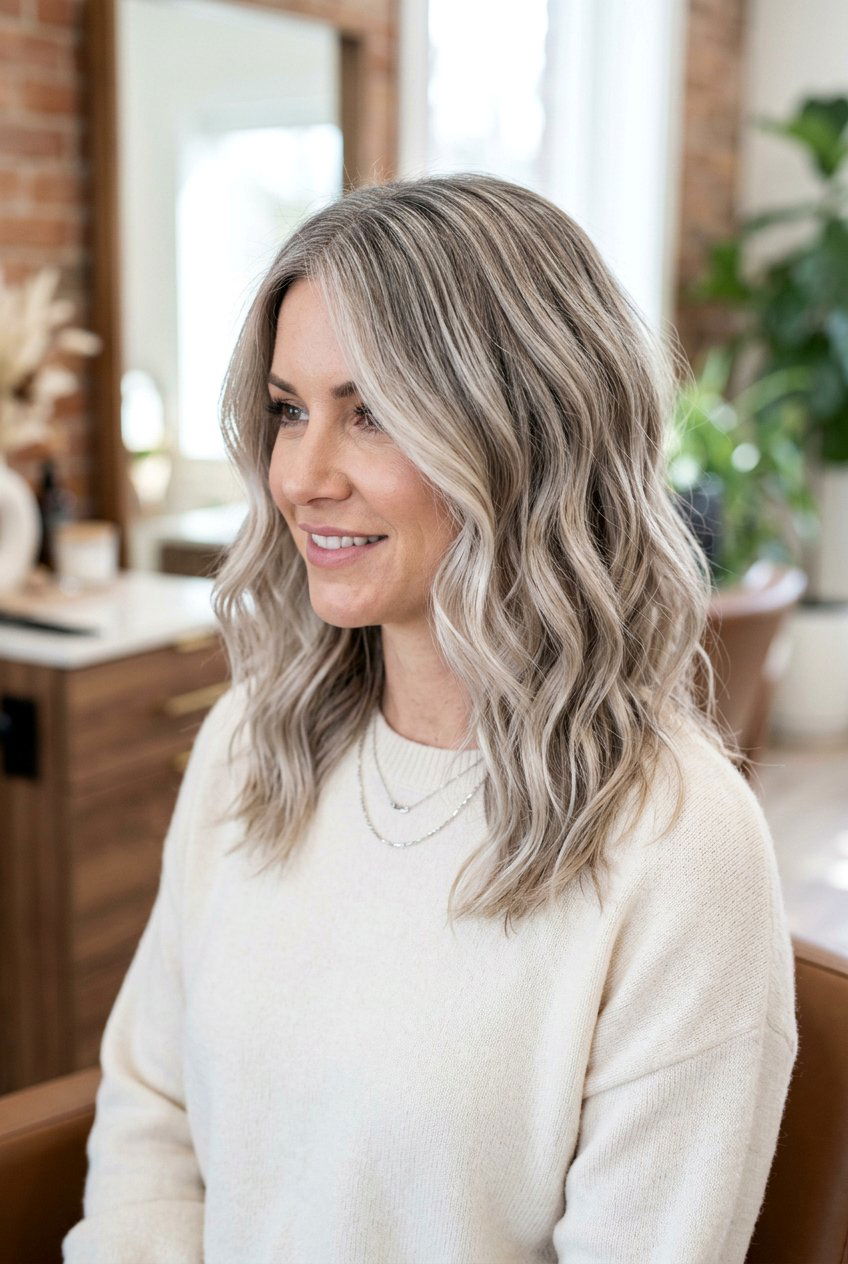 Cool Blonde Balayage - 20 blonde highlights for gray blending - 20 blonde highlights for gray blending