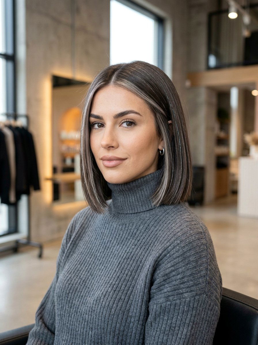 Cool Brunette With Platinum Babylights - 20 rich brunette with subtle highlights - 20 rich brunette with subtle highlights