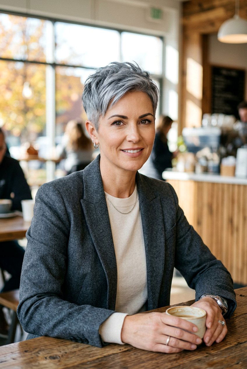 Cool Gray Blend Short Hair - 20 natural looking gray blend hair color - 20 natural looking gray blend hair color