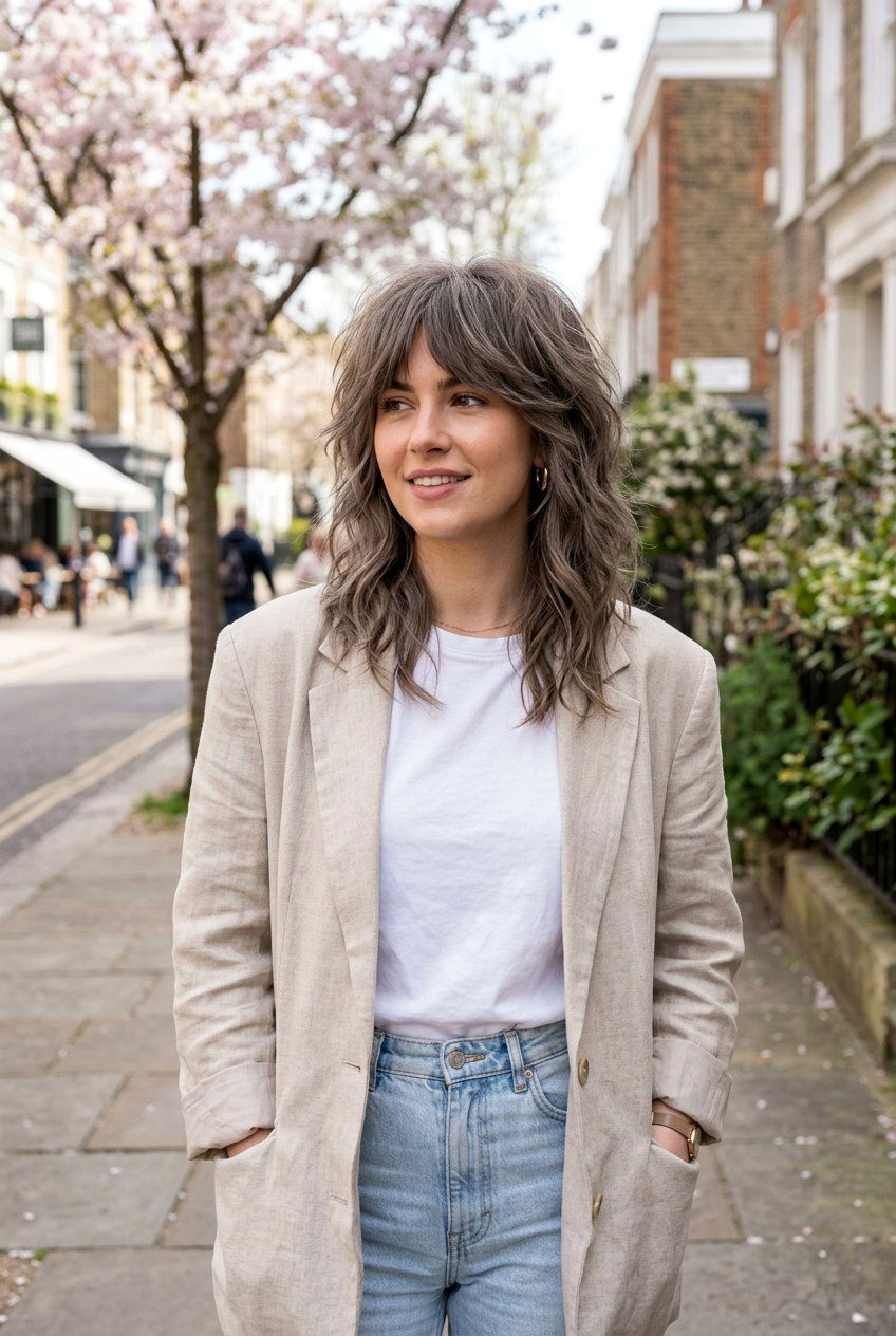 Cool Taupe Brunette Shag - 20 brunette shag hair color ideas - 20 brunette shag hair color ideas