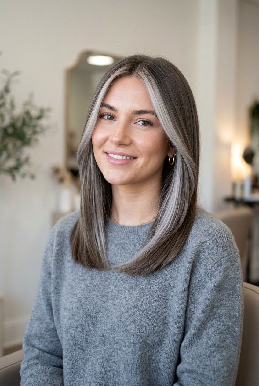 Cool Tone Ash Brown Money Piece Medium Hair - 20 brunette money piece for shoulder length hair - 20 brunette money piece for shoulder length hair