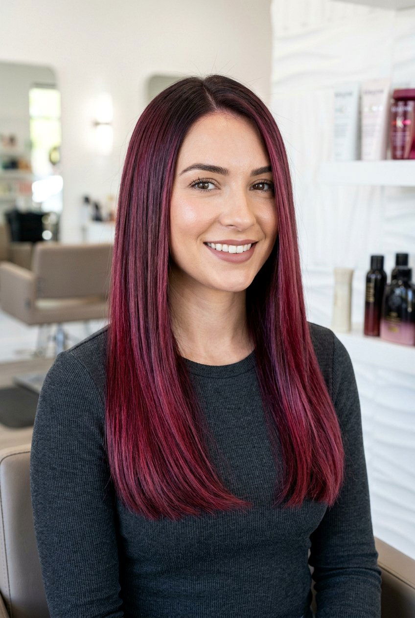 Cool Tone Cranberry Balayage - 20 cranberry balayage hair color - 20 cranberry balayage hair color
