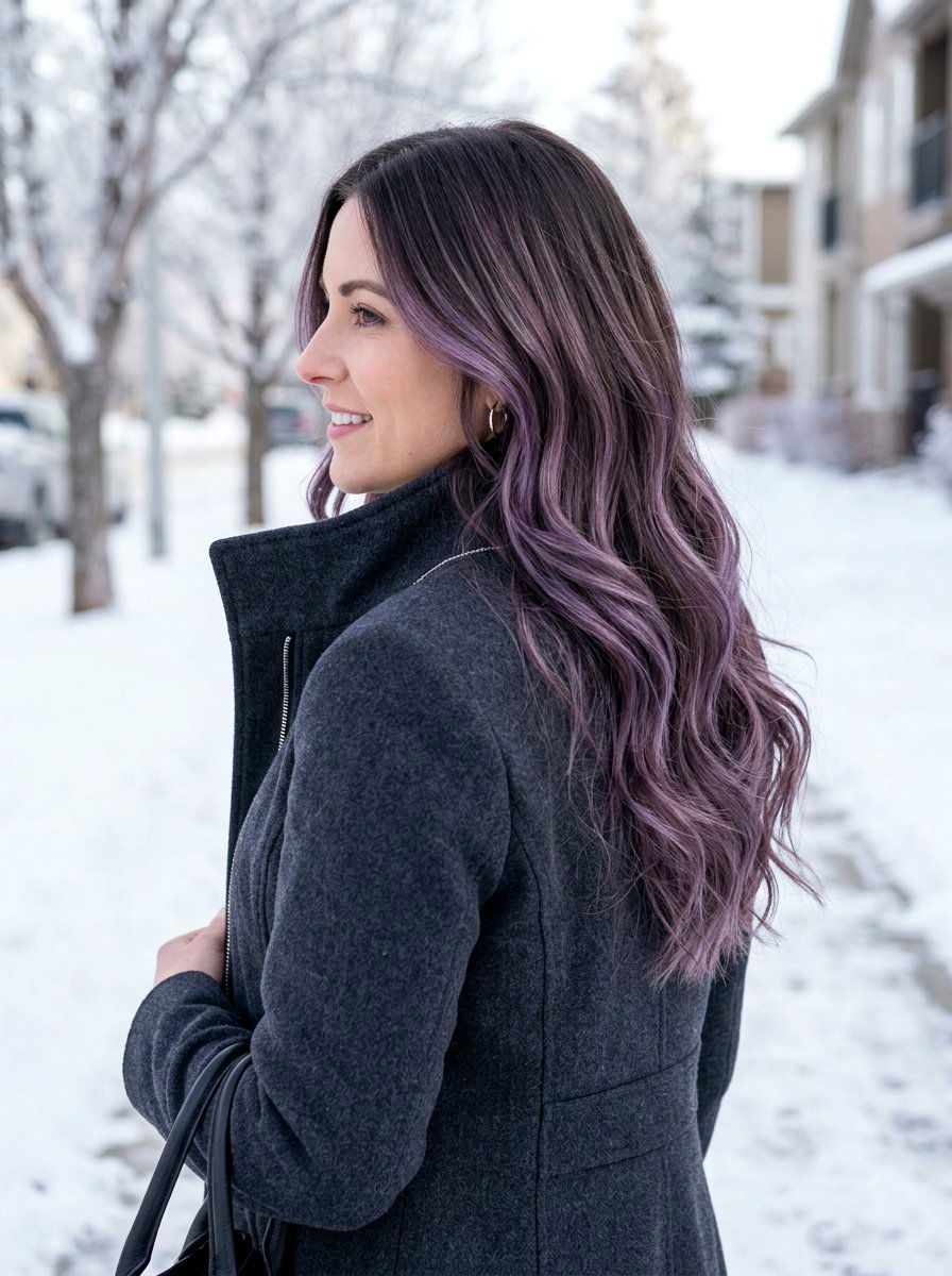Cool Tone Plum Brunette Balayage - 20 winter plum brunette balayage - 20 winter plum brunette balayage
