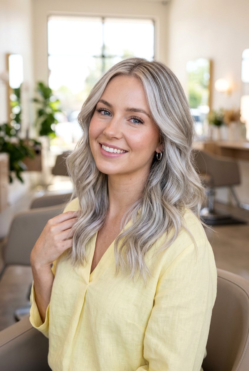Cool Toned Blonde Highlights - 20 balayage for women with naturally gray hair - 20 balayage for women with naturally gray hair
