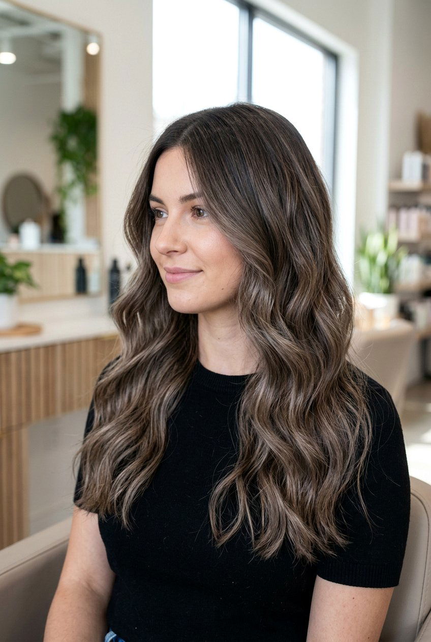 Cool Toned Brown Balayage - 20 ash brown balayage hair - 20 ash brown balayage hair