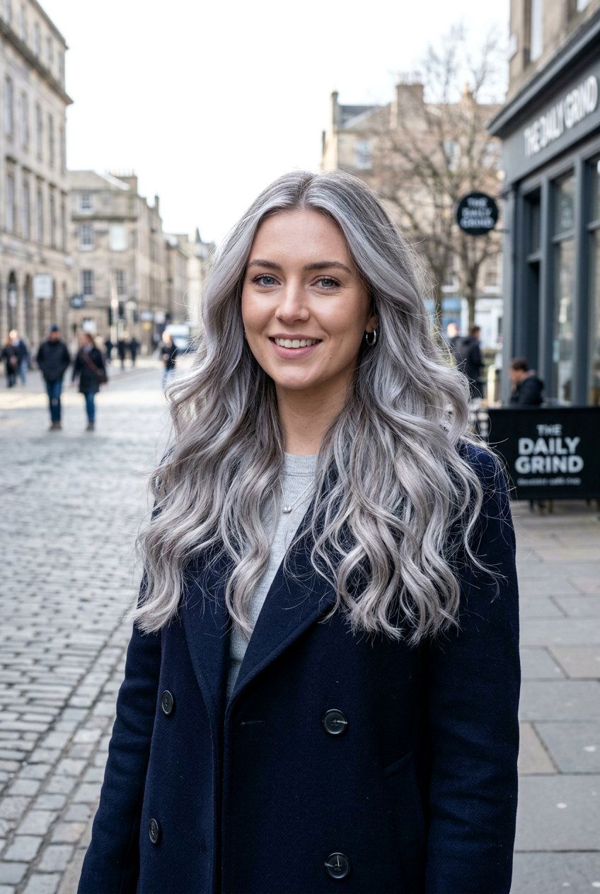 Cool Toned Gray Babylights - 20 natural gray transition with babylights - 20 natural gray transition with babylights