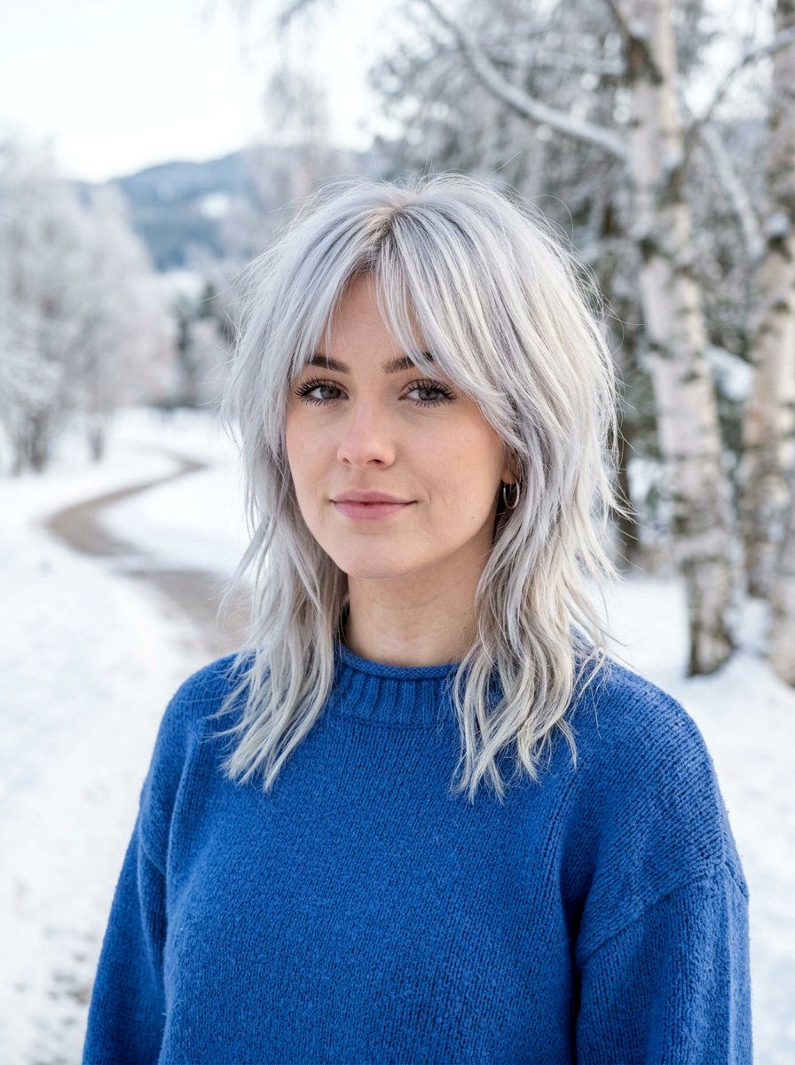 Cool Toned Silver Wolf Cut - 20 silver wolf cut color ideas - 20 silver wolf cut color ideas