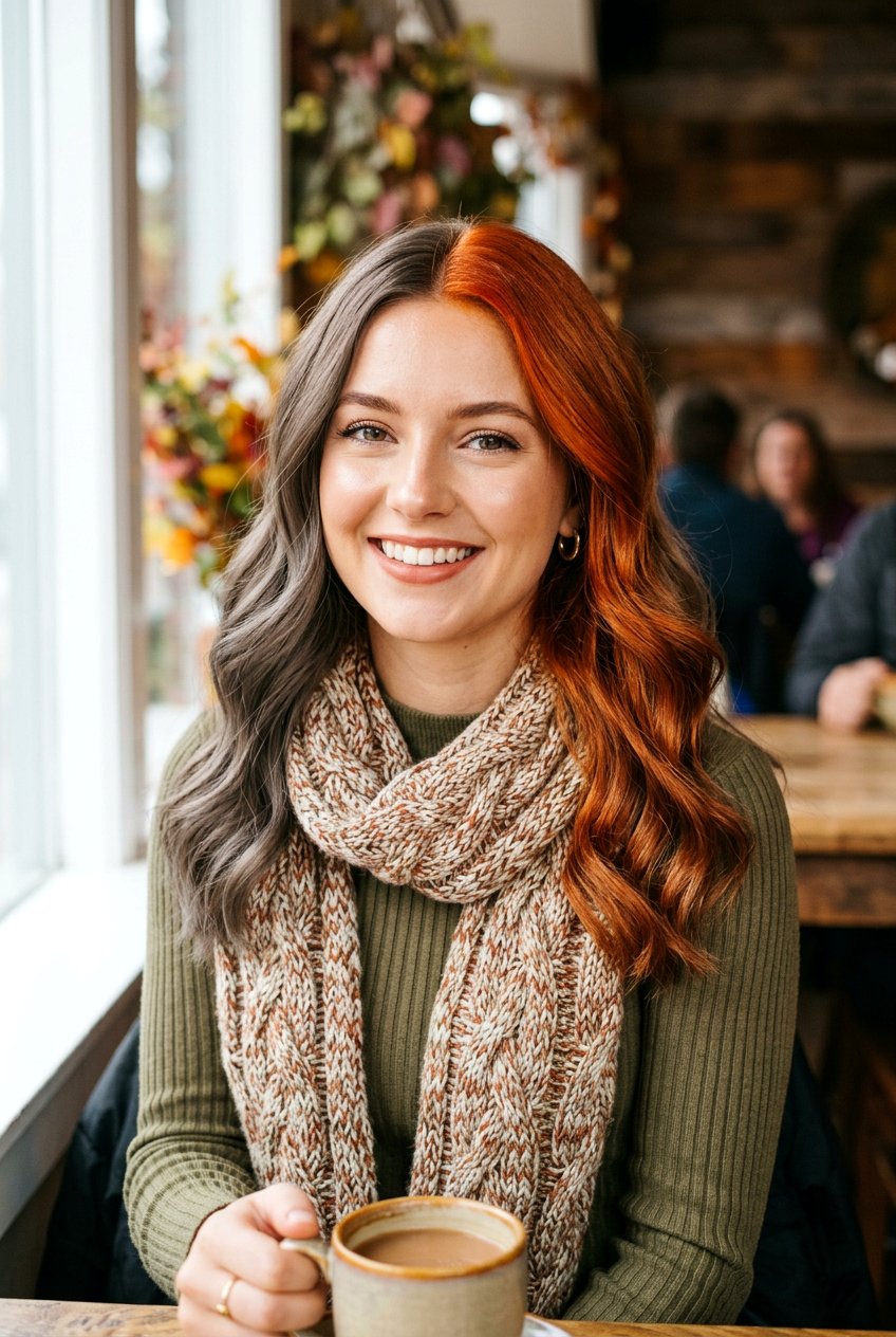 Copper And Ash Brown Split Hair - 20 alternative split hair color - 20 alternative split hair color