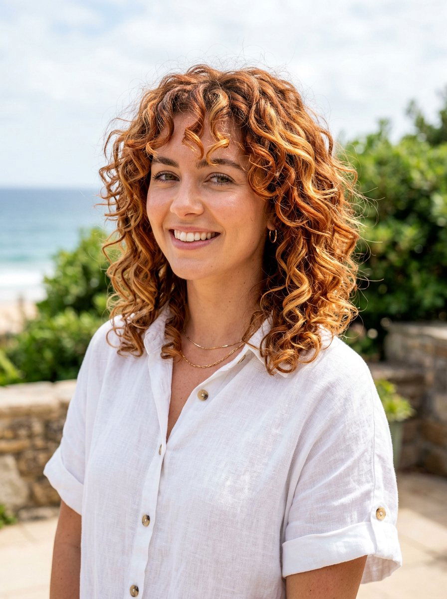 Copper And Blonde Balayage Curly Shag - 20 copper balayage for curly shag - 20 copper balayage for curly shag