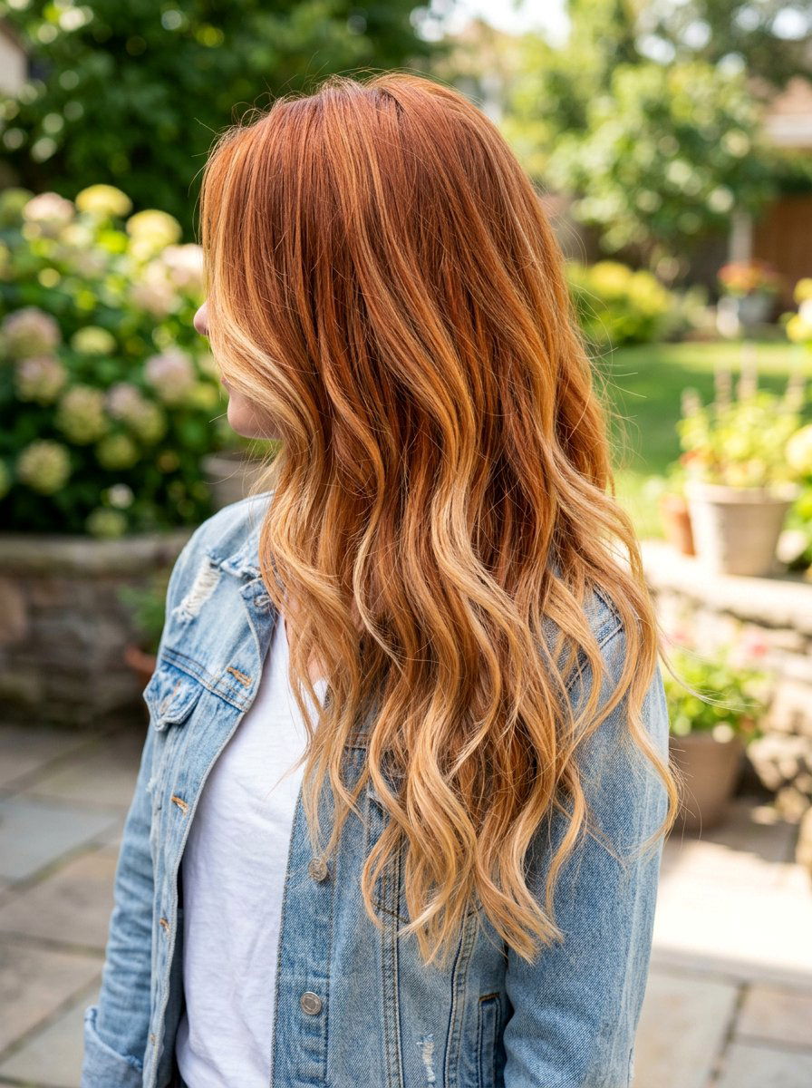 Copper And Blonde Balayage Long Layers - 20 copper balayage for long layers - 20 copper balayage for long layers