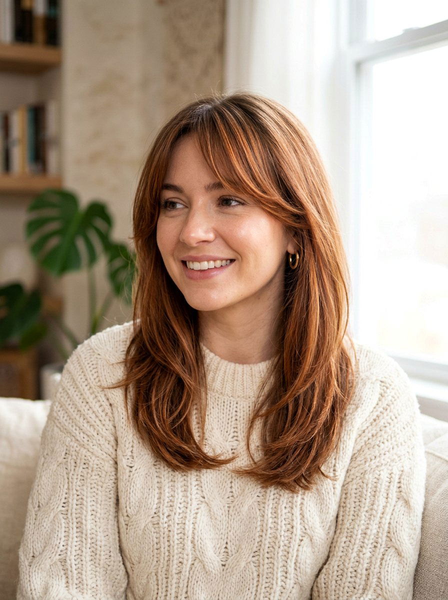 Copper Babylights On Fine Hair Curtain Bangs - 20 copper babylights for fine hair women - 20 copper babylights for fine hair women