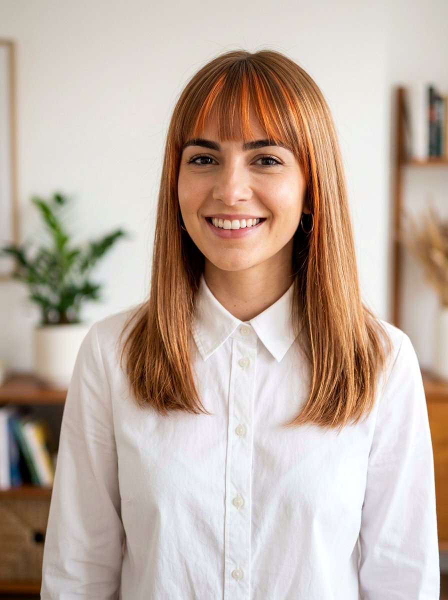 Copper Babylights On Fine Hair With Bangs - 20 copper babylights for fine hair women - 20 copper babylights for fine hair women