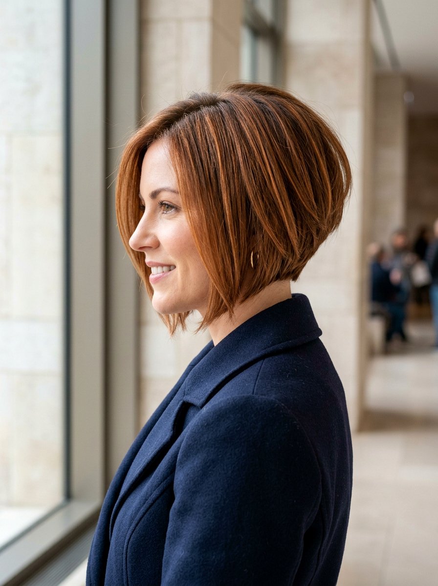 Copper Babylights On Inverted Bob Fine Hair - 20 copper babylights for fine hair women - 20 copper babylights for fine hair women