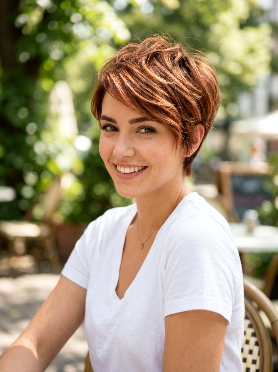 Copper Babylights On Pixie Cut - 20 summer copper babylights - 20 summer copper babylights