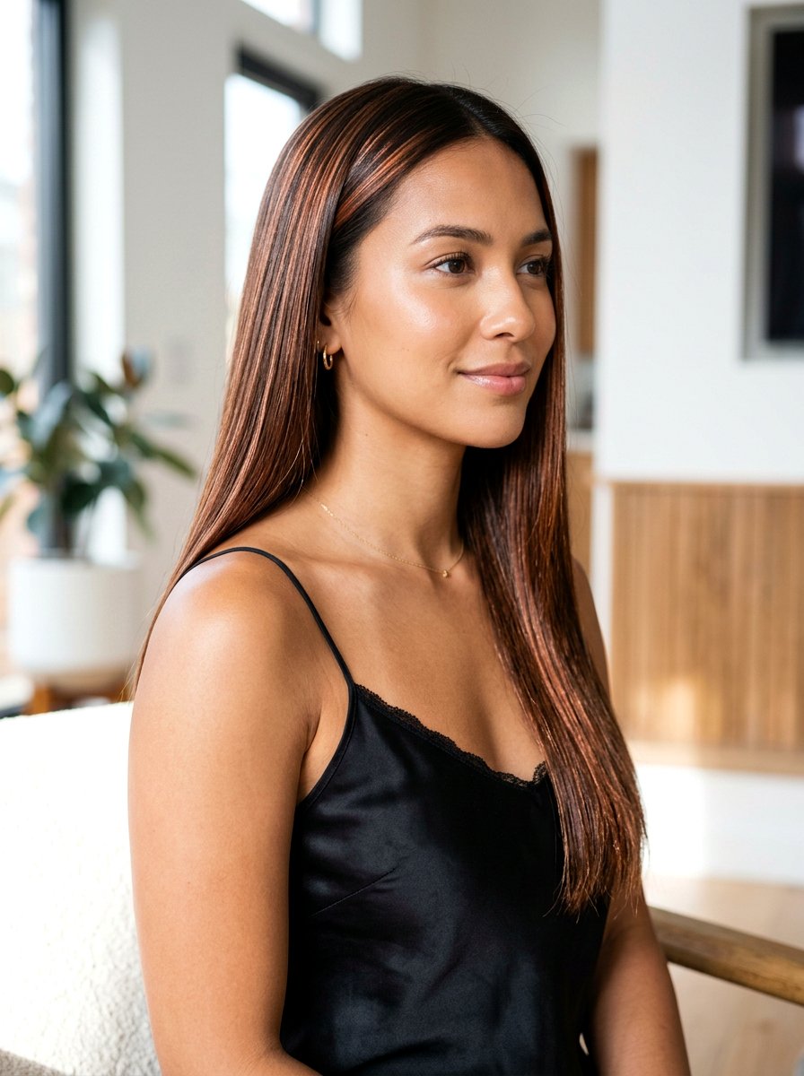 Copper Babylights On Straight Hair - 20 summer copper babylights - 20 summer copper babylights