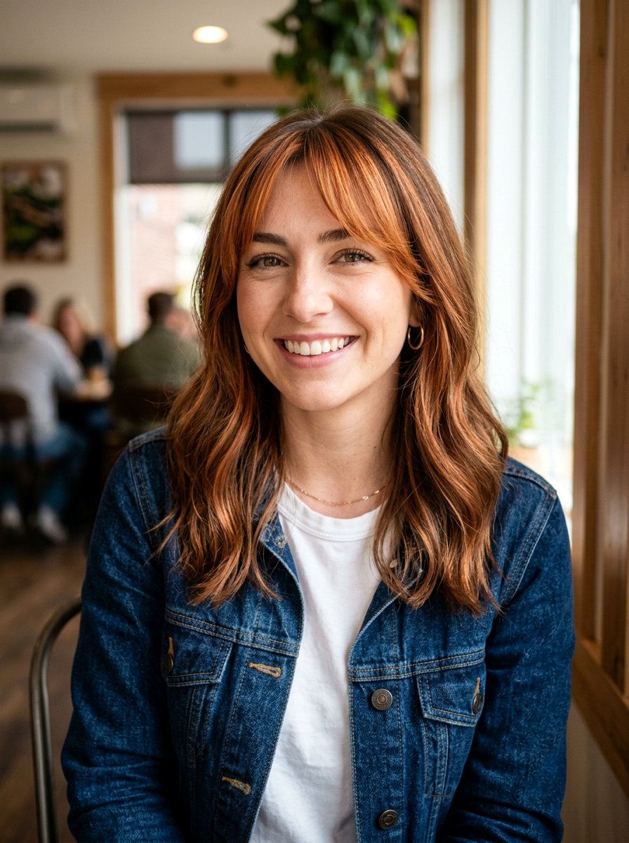 Copper Babylights With Curtain Bangs - 20 summer copper babylights - 20 summer copper babylights