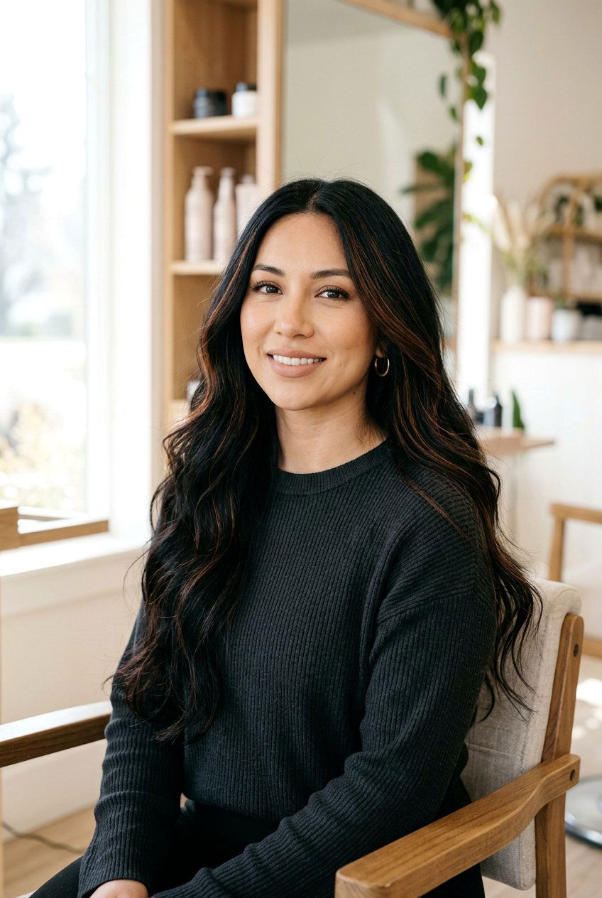 Copper Babylights on Black Hair - 20 black hair with copper highlights - 20 black hair with copper highlights