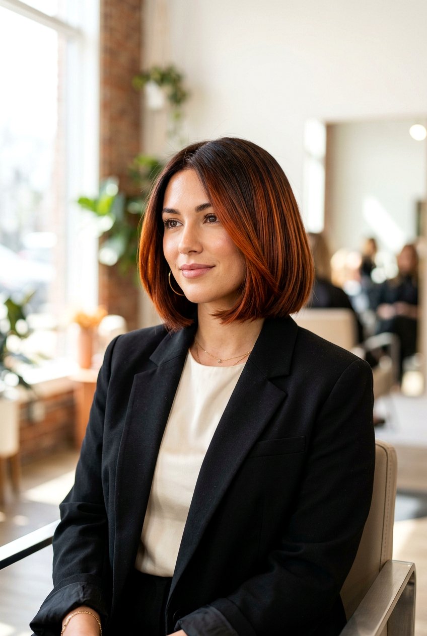 Copper Balayage Bob on Brown Hair - 20 copper balayage on brown hair - 20 copper balayage on brown hair