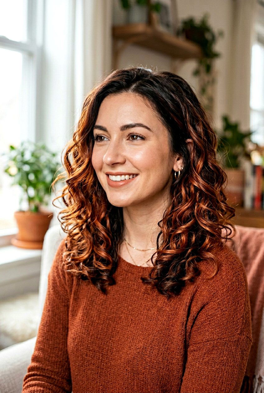 Copper Balayage Brunette Lob - 20 brunette lob balayage ideas - 20 brunette lob balayage ideas