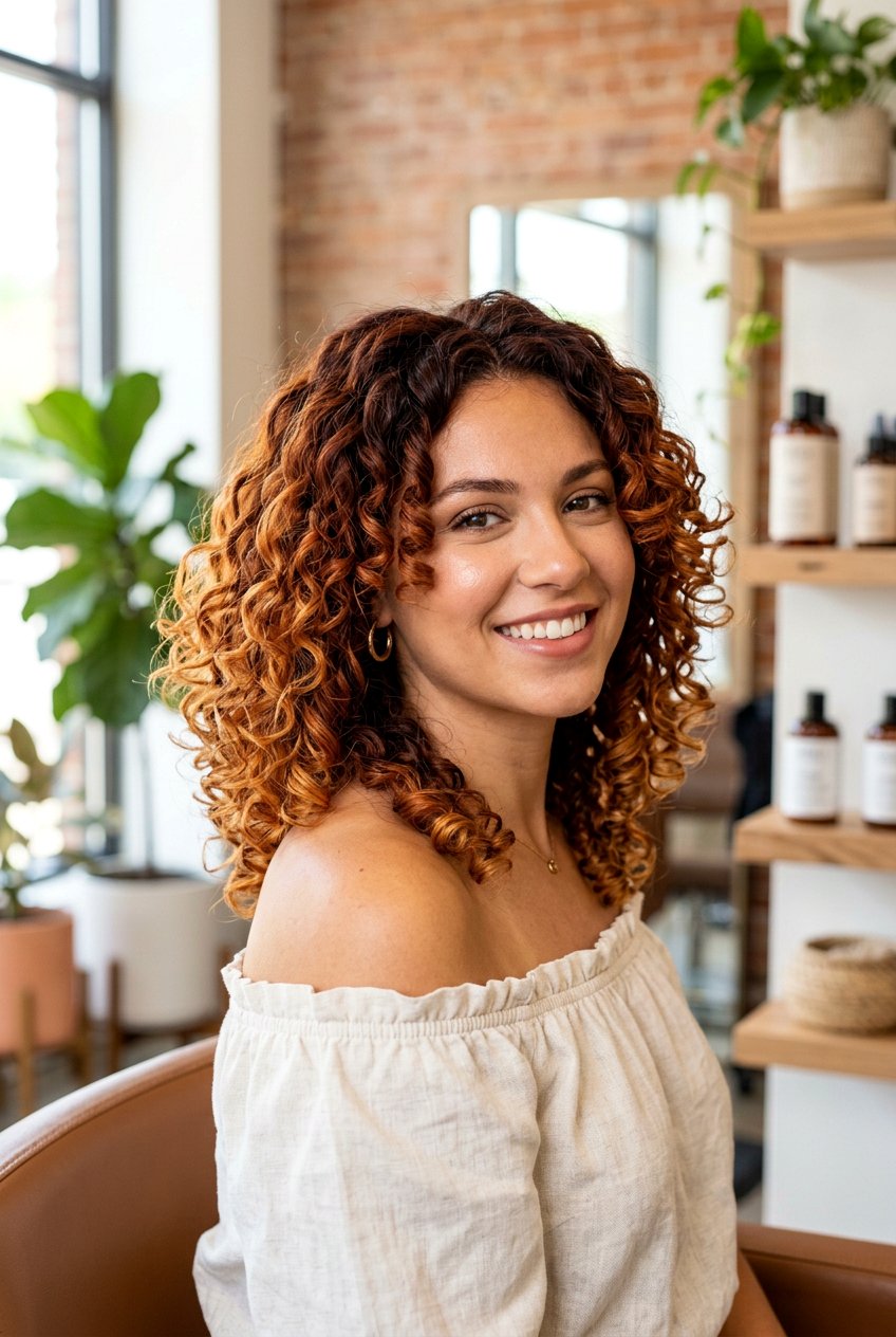 Copper Balayage For Curly Shoulder Length Hair - 20 copper balayage for shoulder length hair - 20 copper balayage for shoulder length hair