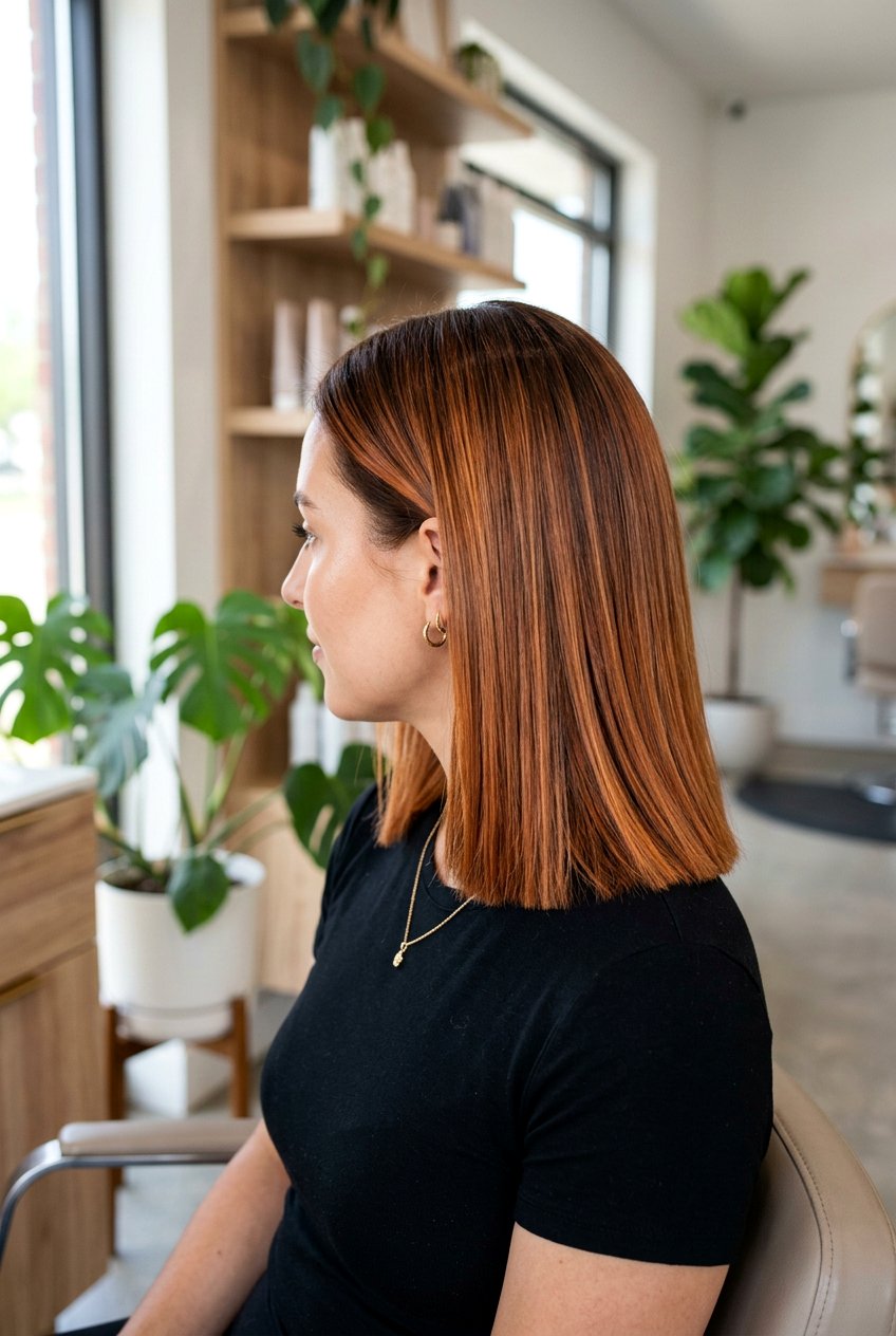 Copper Balayage On Blunt Shoulder Length Bob - 20 copper balayage for shoulder length hair - 20 copper balayage for shoulder length hair