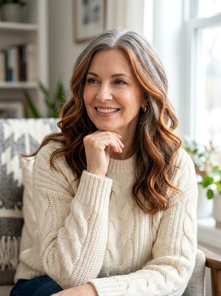 Copper Balayage On Gray Hair - 20 copper gray blend for mature women - 20 copper gray blend for mature women