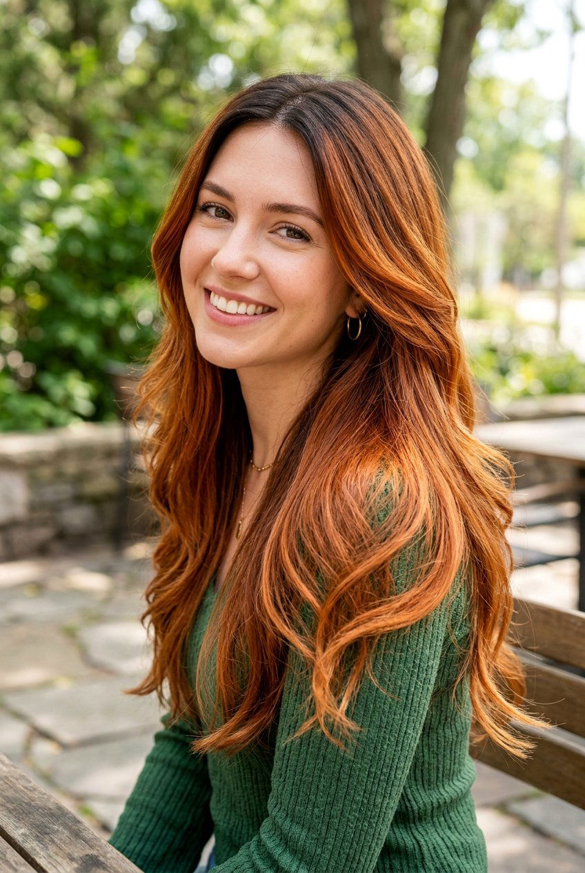 Copper Balayage With Dark Roots - 20 bright copper balayage ideas - 20 bright copper balayage ideas