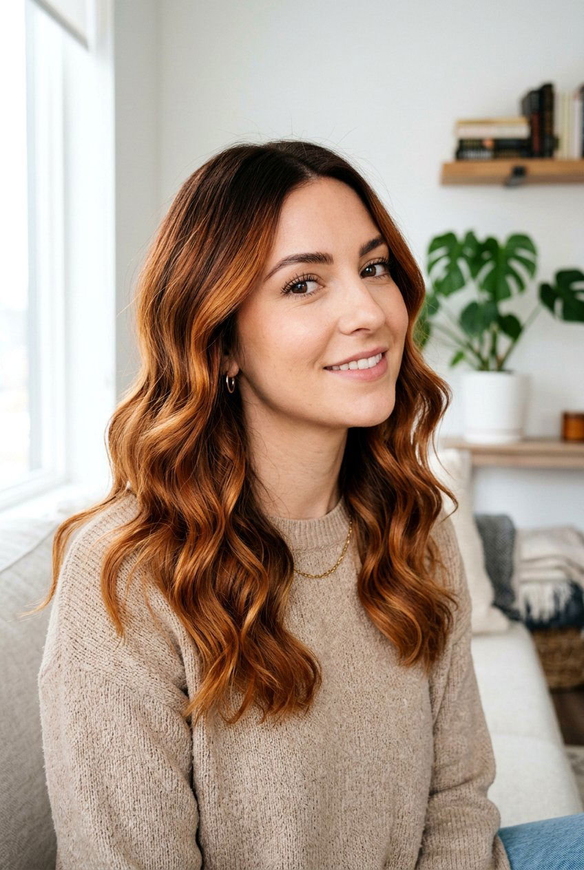 Copper Balayage With Shadow Root On Medium Hair - 20 copper balayage for shoulder length hair - 20 copper balayage for shoulder length hair
