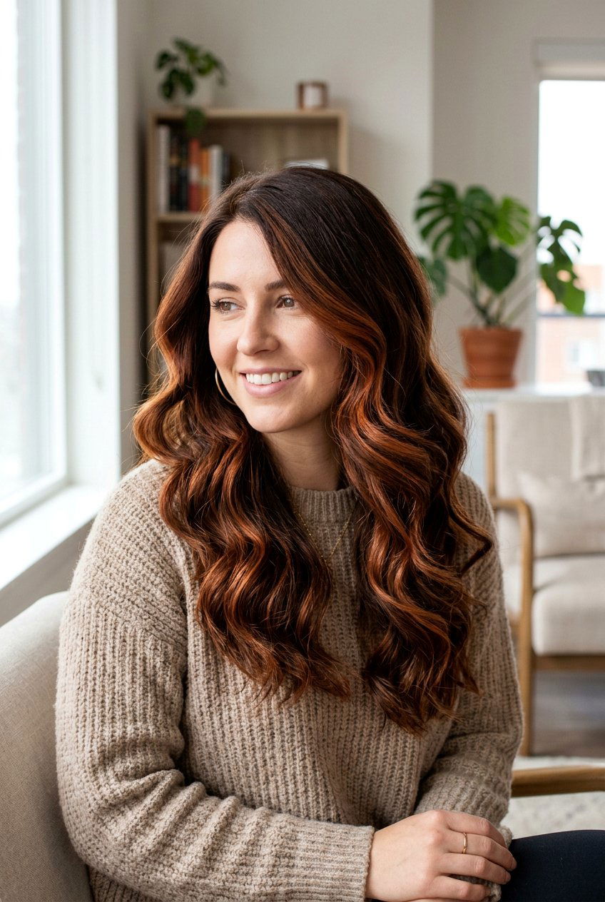 Copper Balayage on Chocolate Brown Hair - 20 copper balayage on brown hair - 20 copper balayage on brown hair