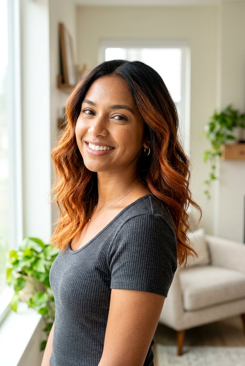 Copper Balayage on Dark Hair - 20 rich copper hair color - 20 rich copper hair color