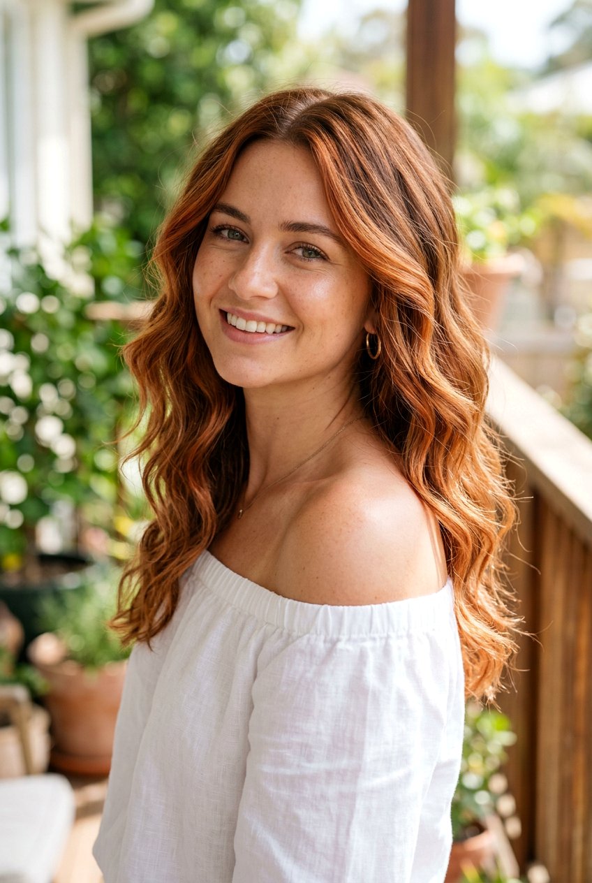 Copper Balayage on Wavy Hair - 20 bright copper balayage ideas - 20 bright copper balayage ideas