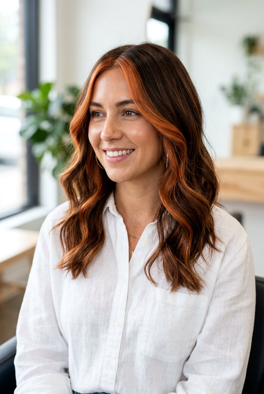 Copper Balayage with Face Framing Brown Hair - 20 copper balayage on brown hair - 20 copper balayage on brown hair