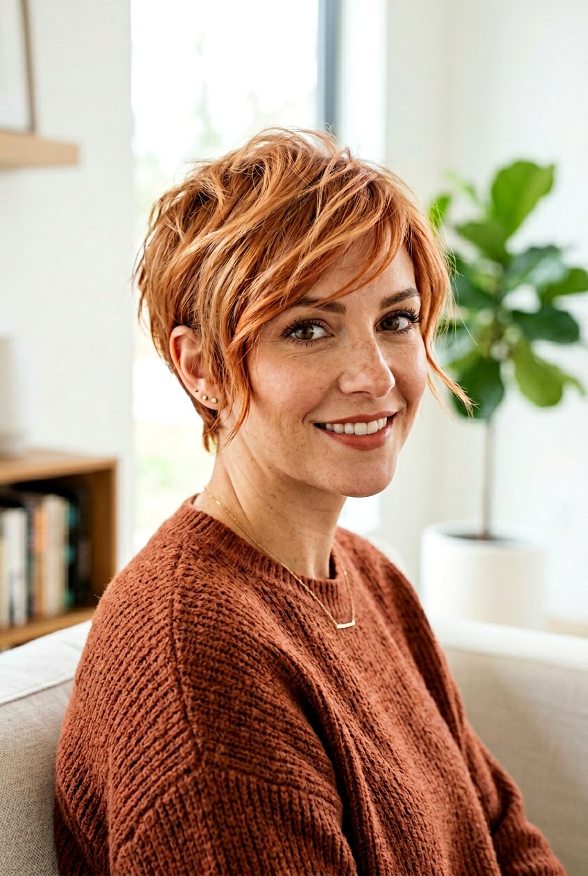 Copper Blonde Balayage Wispy Pixie - 20 blonde balayage for pixie haircut - 20 blonde balayage for pixie haircut