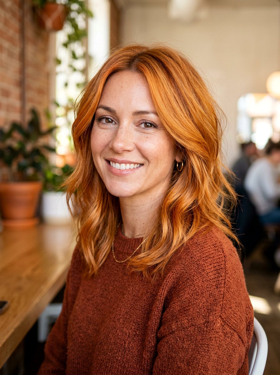 Copper Blonde Flattering Layered Lob - 20 dimensional blonde for layered lob - 20 dimensional blonde for layered lob