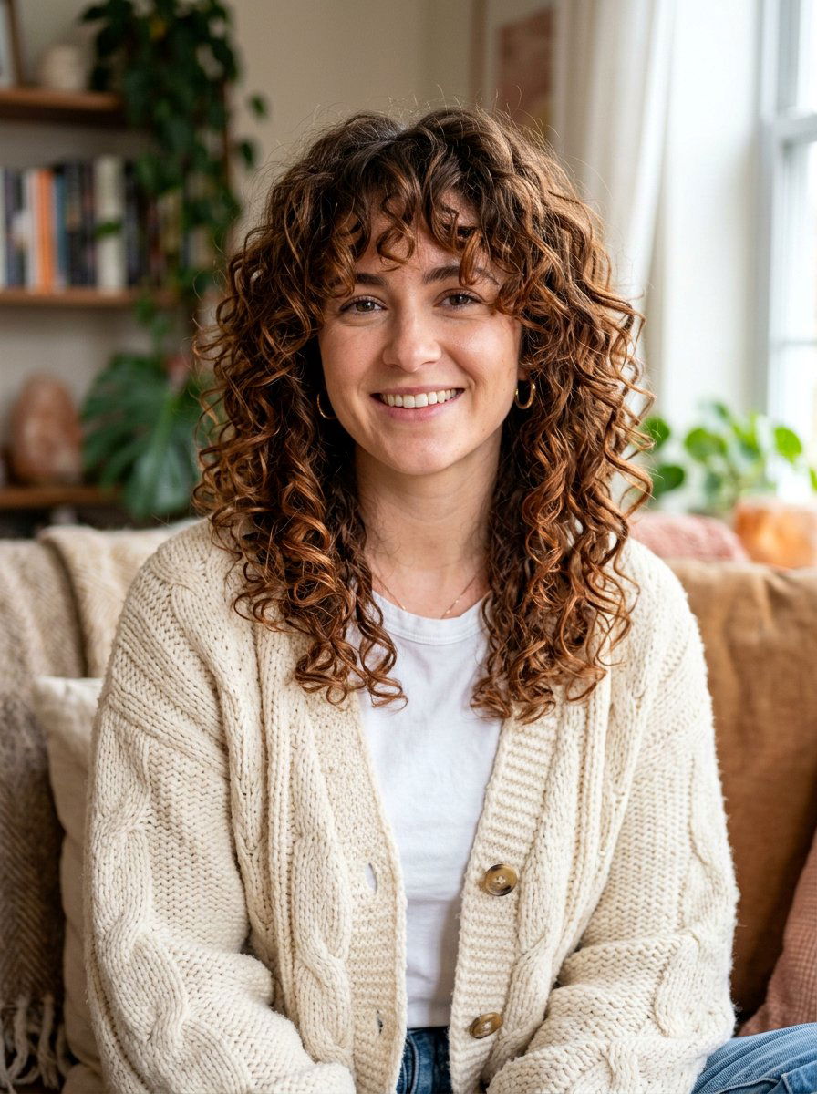 Copper Bronze Balayage Curly Shag - 20 copper balayage for curly shag - 20 copper balayage for curly shag