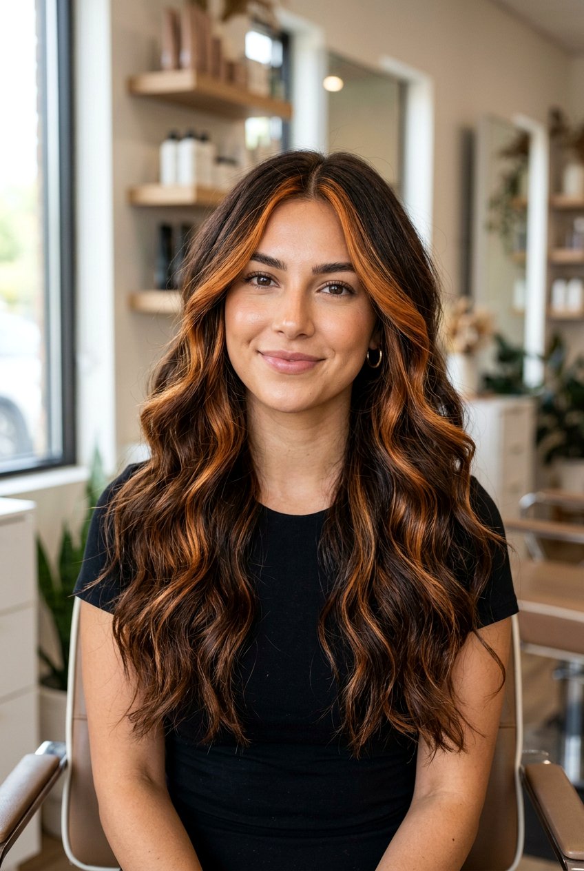 Copper Brown Balayage - 20 sun kissed brunette hair - 20 sun kissed brunette hair