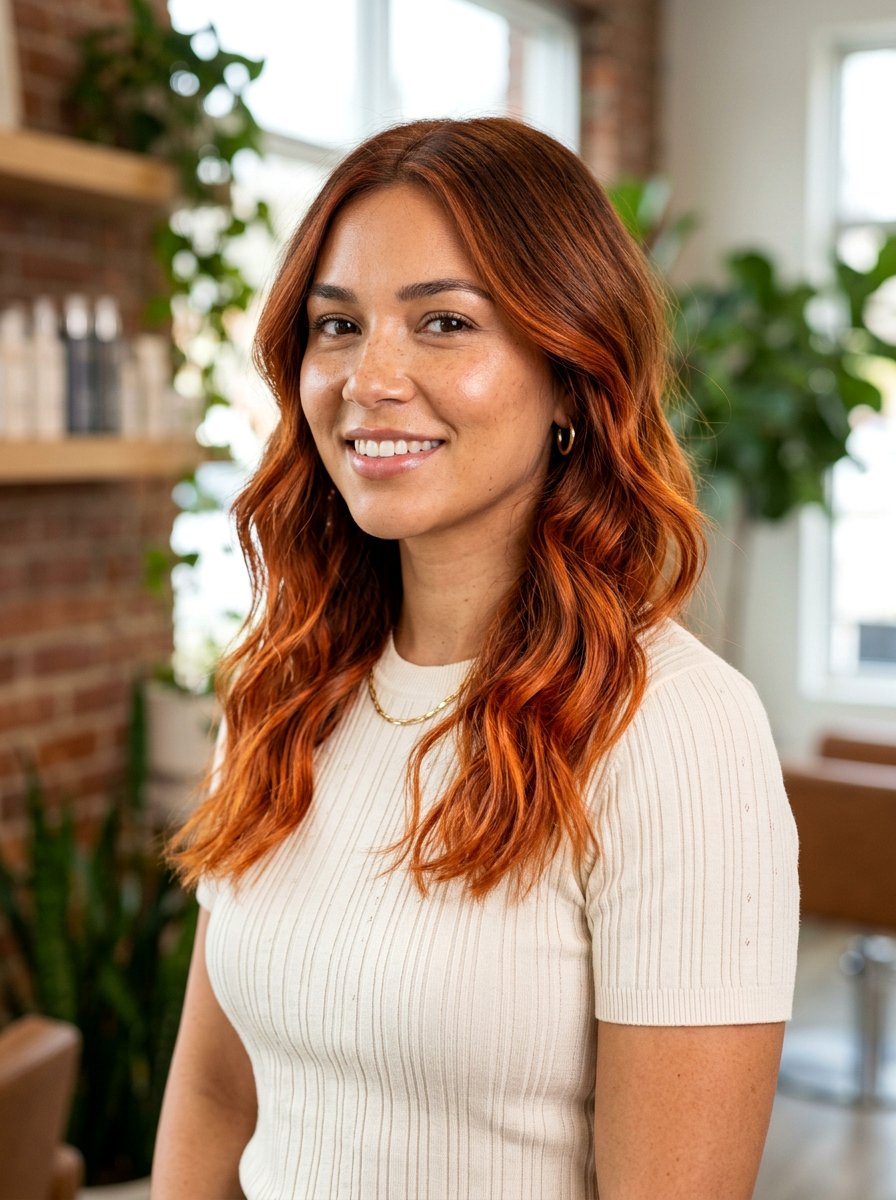 Copper Brown Balayage Shoulder Length - 20 easy maintenance balayage for busy women - 20 easy maintenance balayage for busy women