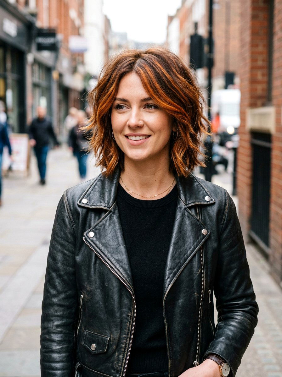 Copper Brown Dimensional Chop - 20 dimensional brunette for shoulder length hair - 20 dimensional brunette for shoulder length hair