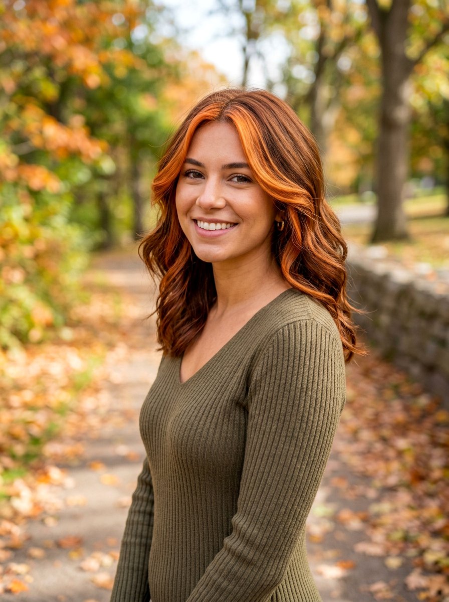 Copper Brown Face Framing Layers - 20 copper brown hair color for fall - 20 copper brown hair color for fall