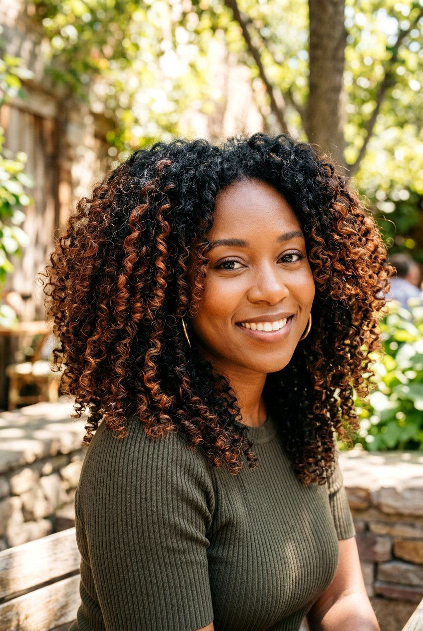 Copper Brown Highlights on Black Hair - 20 black hair with copper highlights - 20 black hair with copper highlights