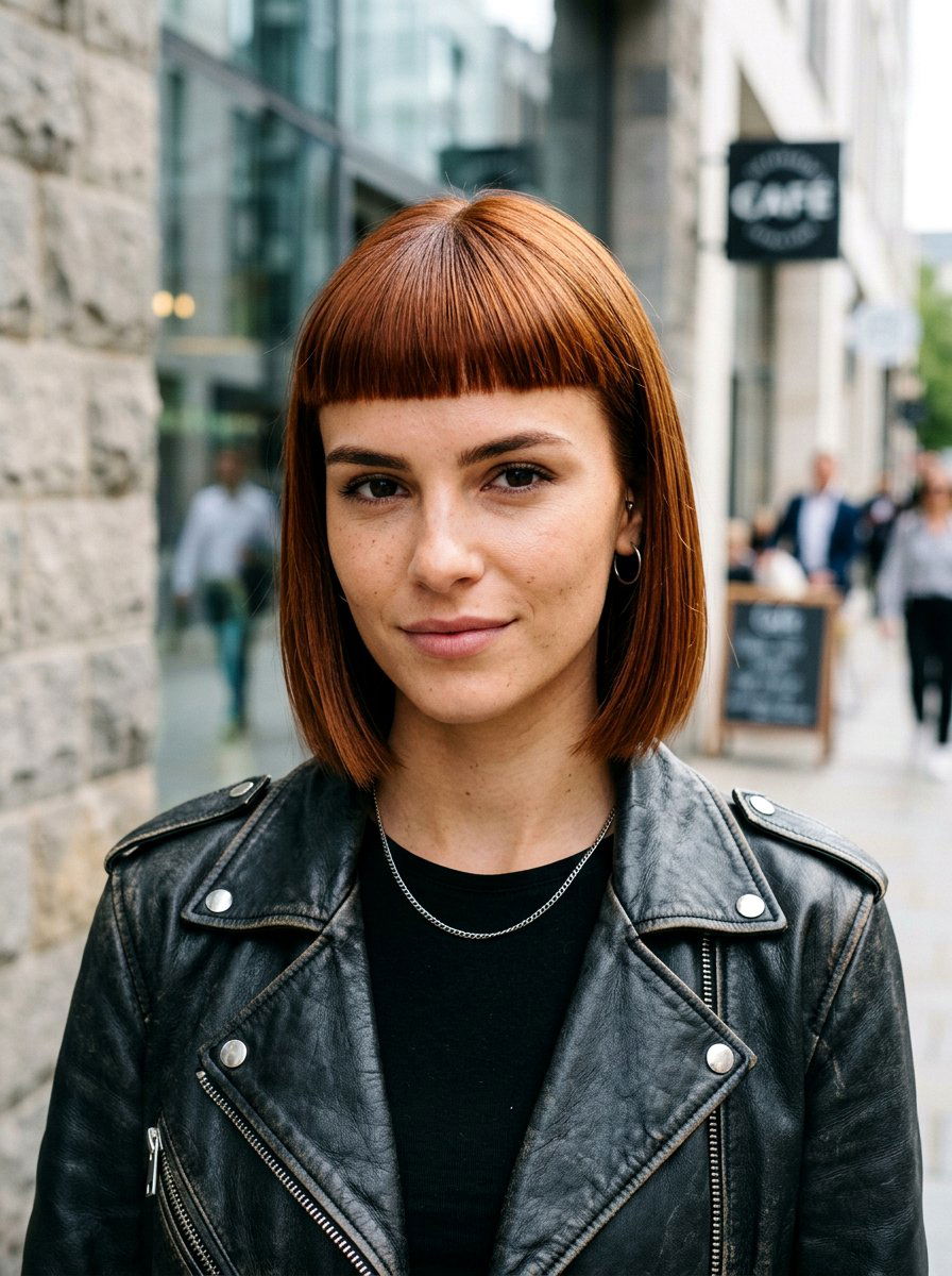 Copper Brown Micro Bangs Haircut - 20 copper brown hair color for fall - 20 copper brown hair color for fall