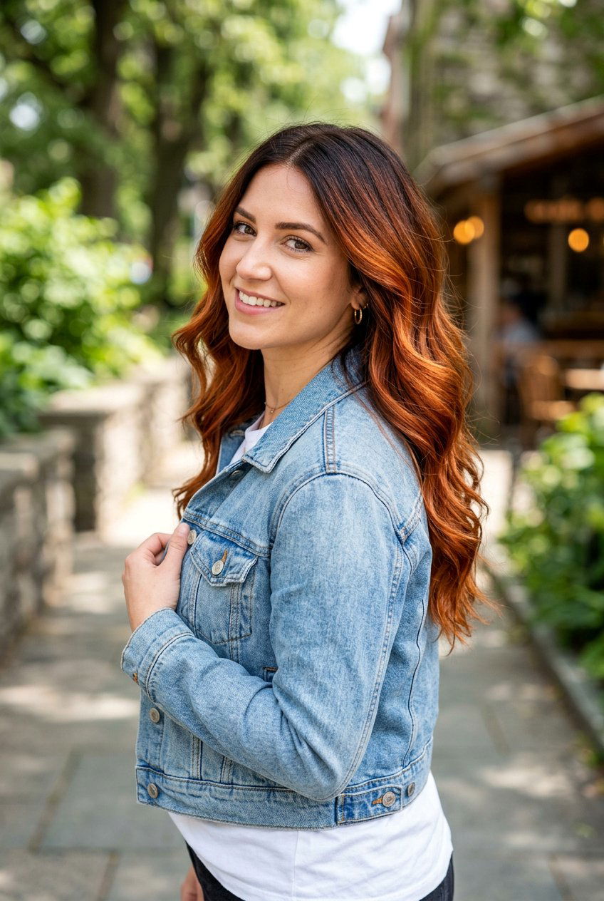 Copper Brunette Balayage Root Melt - 20 brunette balayage with root melt - 20 brunette balayage with root melt