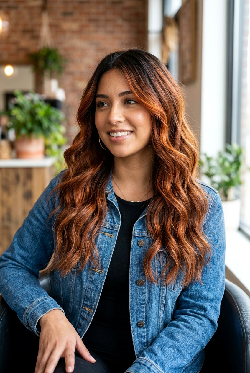 Copper Brunette Balayage Root Melt - 20 brunette balayage with root melt - 20 brunette balayage with root melt